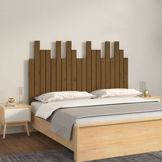 vidaXL Cabecero cama pared madera maciza pino marrón miel 127,5x3x80cm
