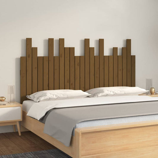 vidaXL Cabecero cama pared madera maciza pino marrón miel 146,5x3x80cm