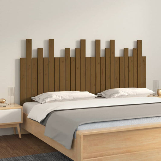 vidaXL Cabecero cama pared madera maciza pino marrón miel 159,5x3x80cm