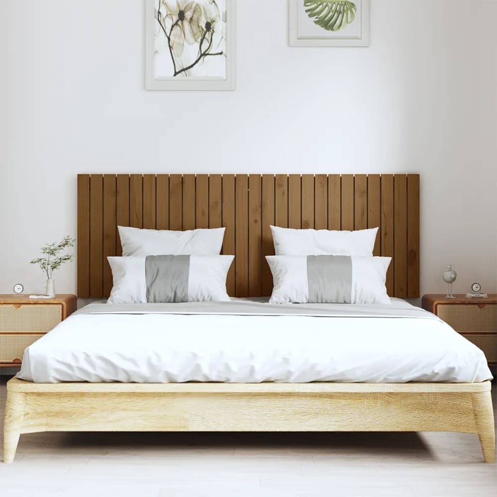 vidaXL Cabecero cama pared madera maciza pino marrón miel 166x3x60 cm
