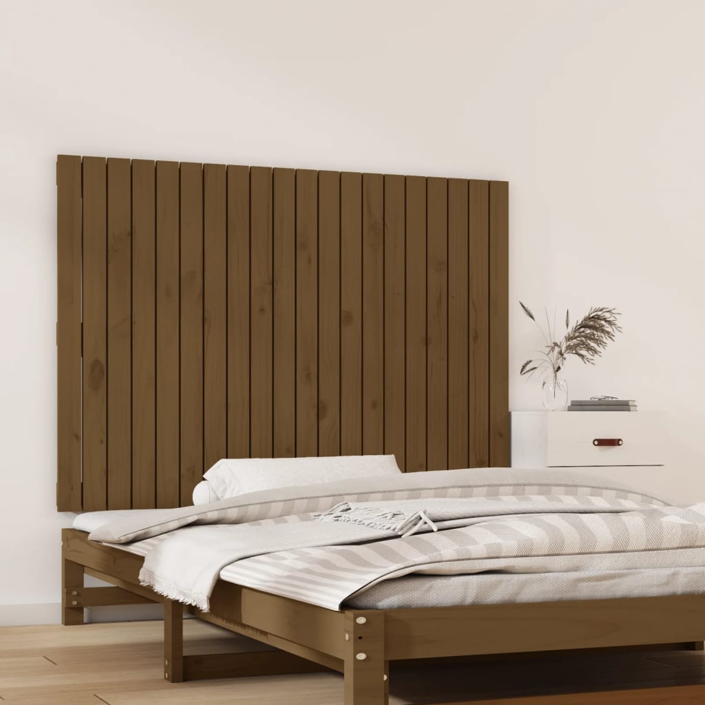 vidaXL Cabecero cama pared madera maciza pino marrón miel 127,5x3x90cm