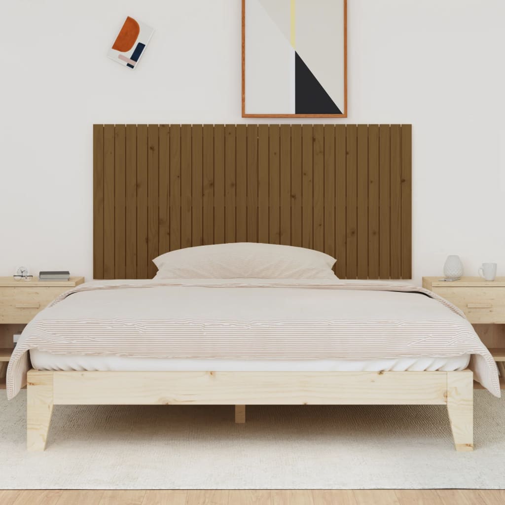 vidaXL Cabecero cama pared madera maciza pino marrón miel 185x3x90 cm