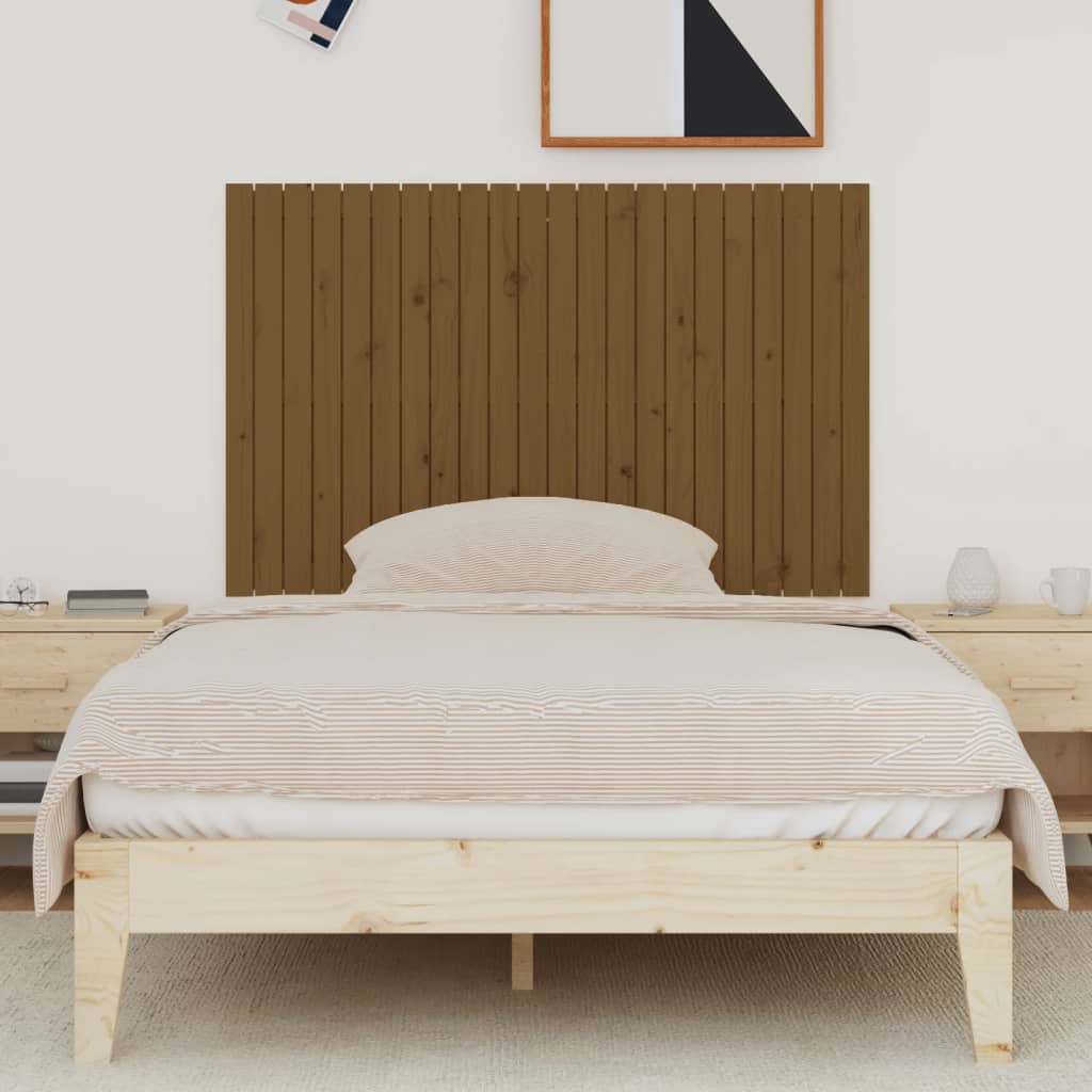 vidaXL Cabecero cama pared madera maciza pino marrón miel 140x3x90 cm