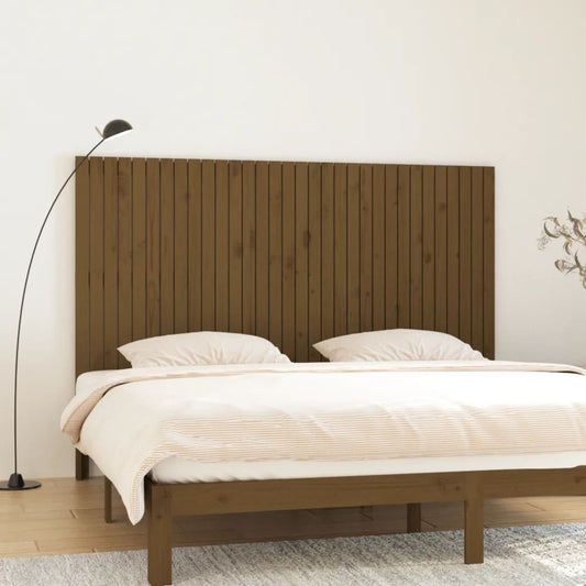 vidaXL Cabecero cama pared madera maciza pino marrón miel 204x3x110 cm