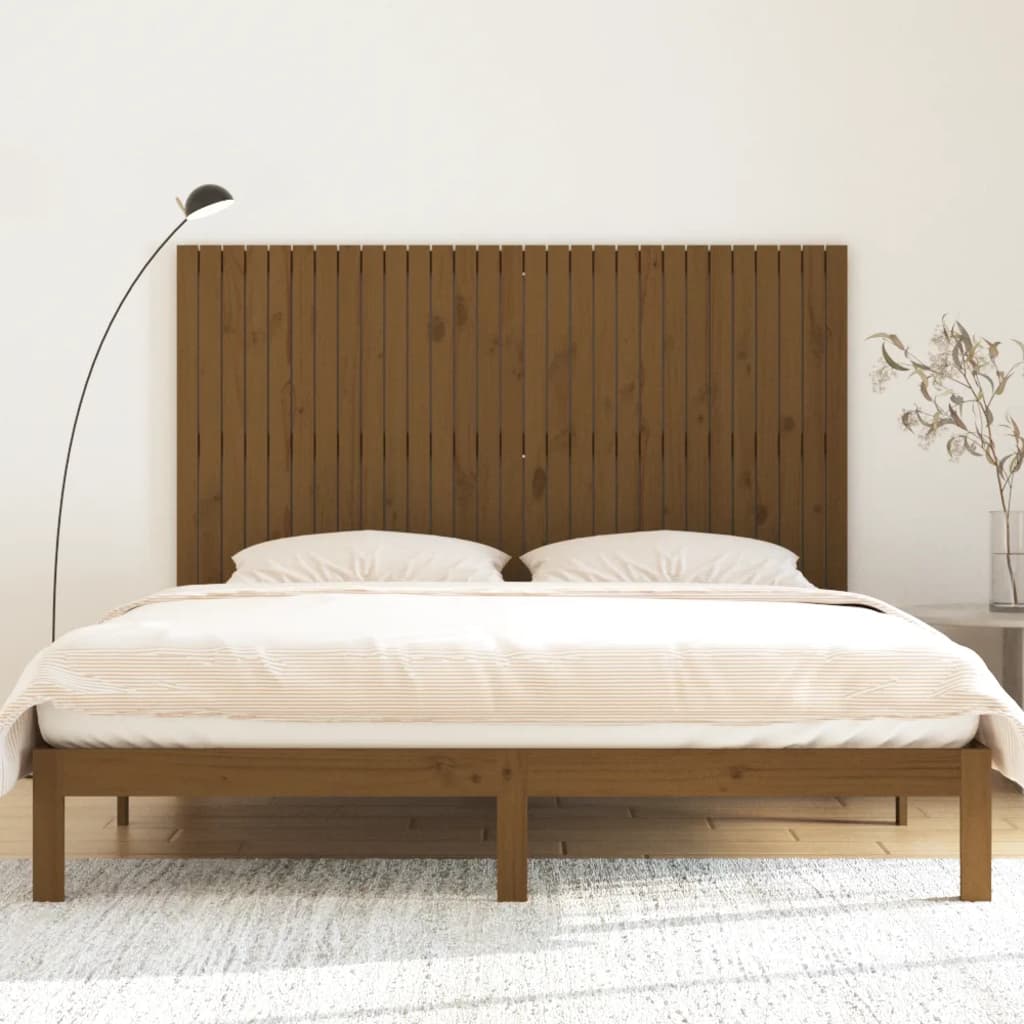 vidaXL Cabecero cama pared madera maciza pino marrón miel 185x3x110 cm