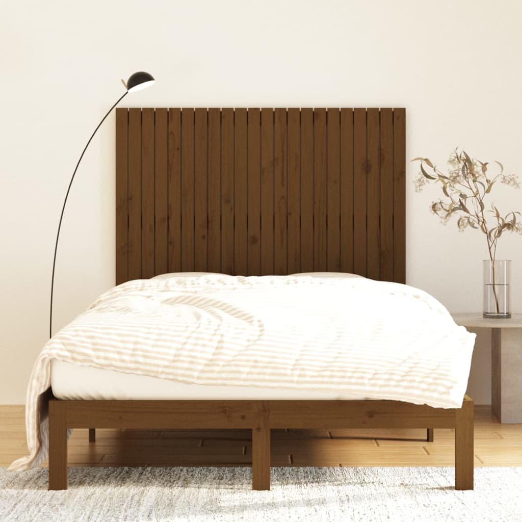 vidaXL Cabecero cama pared madera maciza pino marrón miel 140x3x110 cm