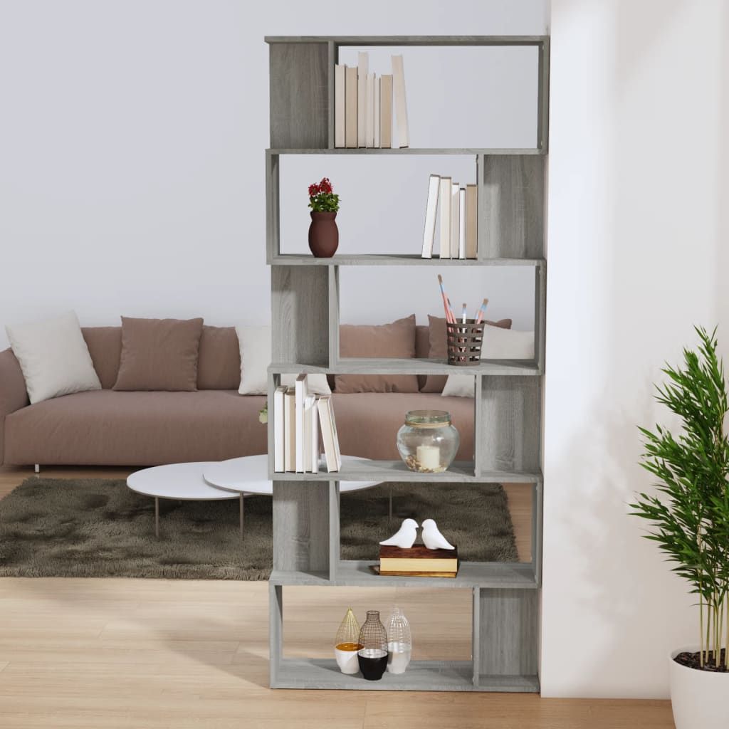 vidaXL Estantería/Biombo madera contrachapada gris Sonoma 80x24x192 cm