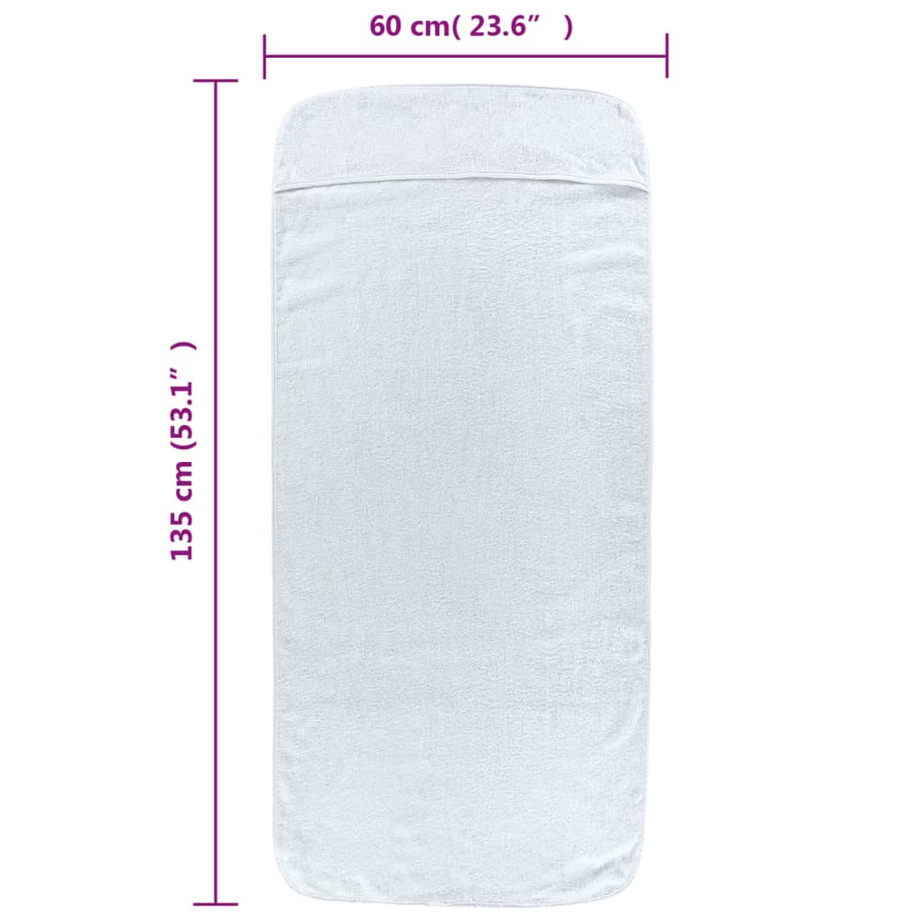 vidaXL Toallas de playa 2 uds tela blanco 400 g/m² 60x135 cm