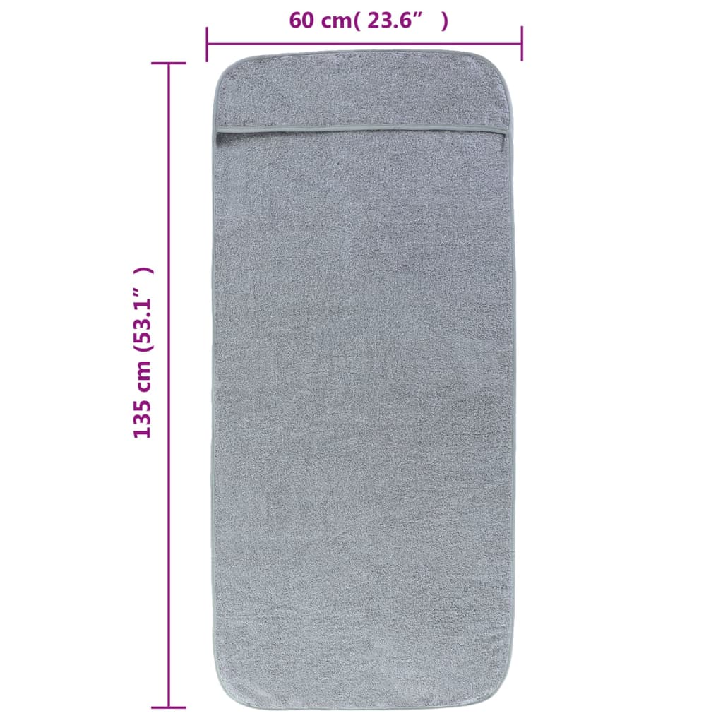 vidaXL Toallas de playa 2 uds tela gris 400 g/m² 60x135 cm