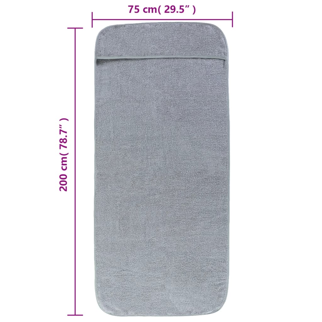 vidaXL Toallas de playa 2 uds tela gris 400 g/m² 75x200 cm