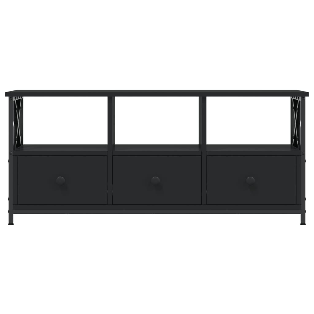 vidaXL Mueble de TV hierro y madera contrachapada negro 102x33x45 cm