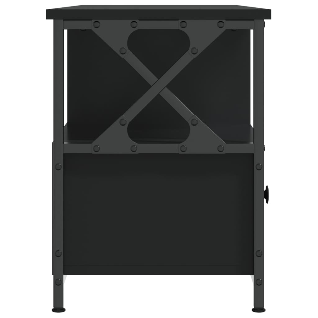 vidaXL Mueble de TV hierro y madera contrachapada negro 102x33x45 cm