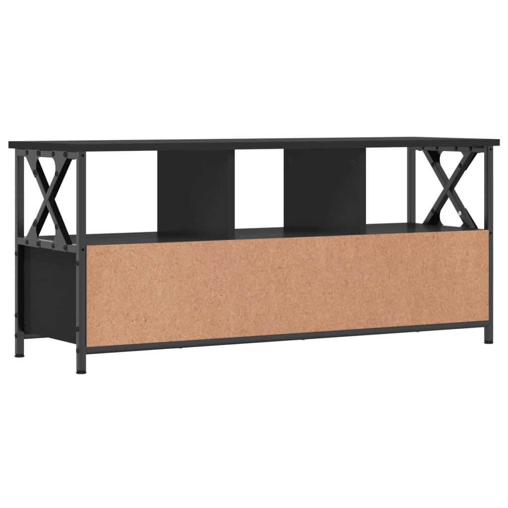 vidaXL Mueble de TV hierro y madera contrachapada negro 102x33x45 cm