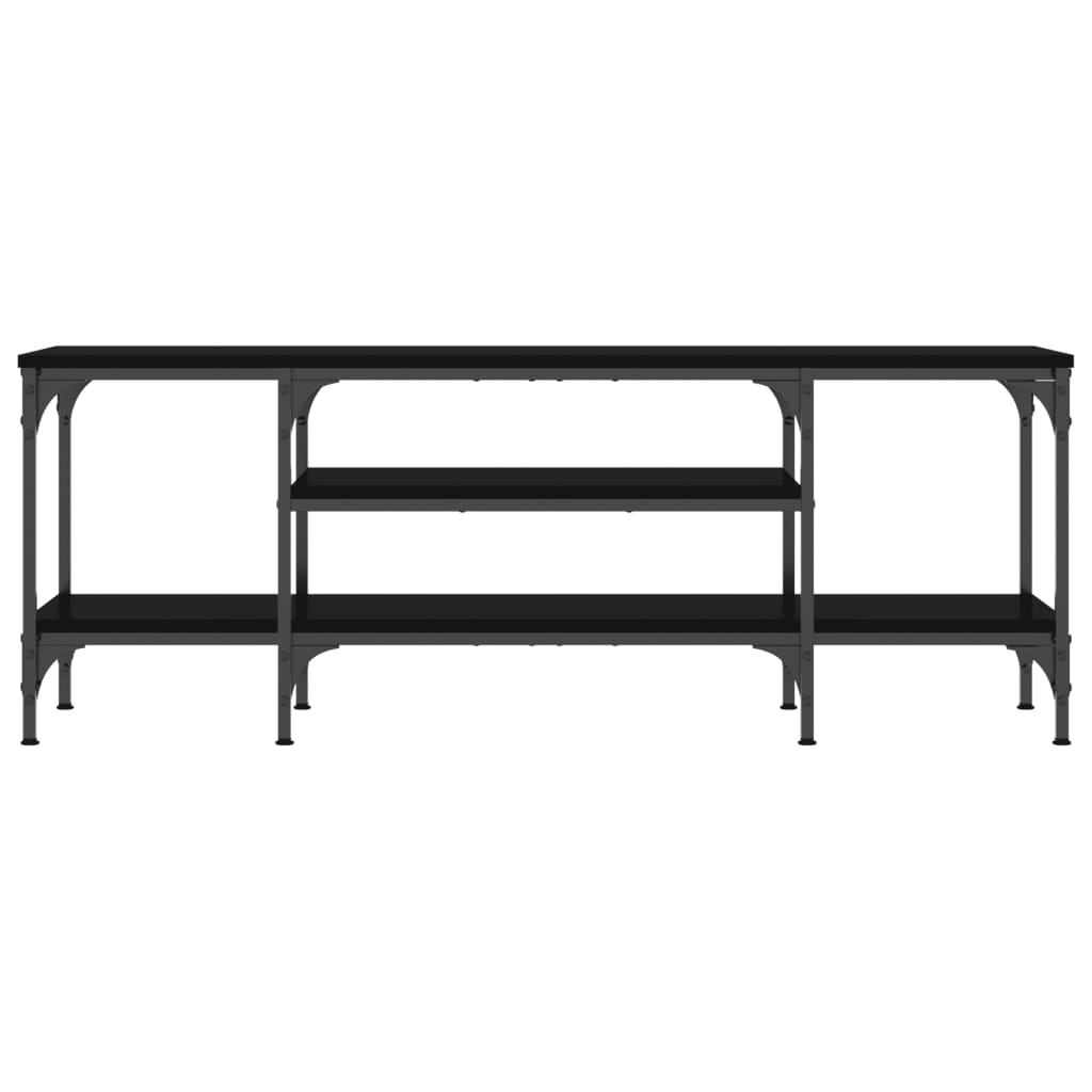 vidaXL Mueble de TV hierro y madera contrachapada negro 121x35x45 cm