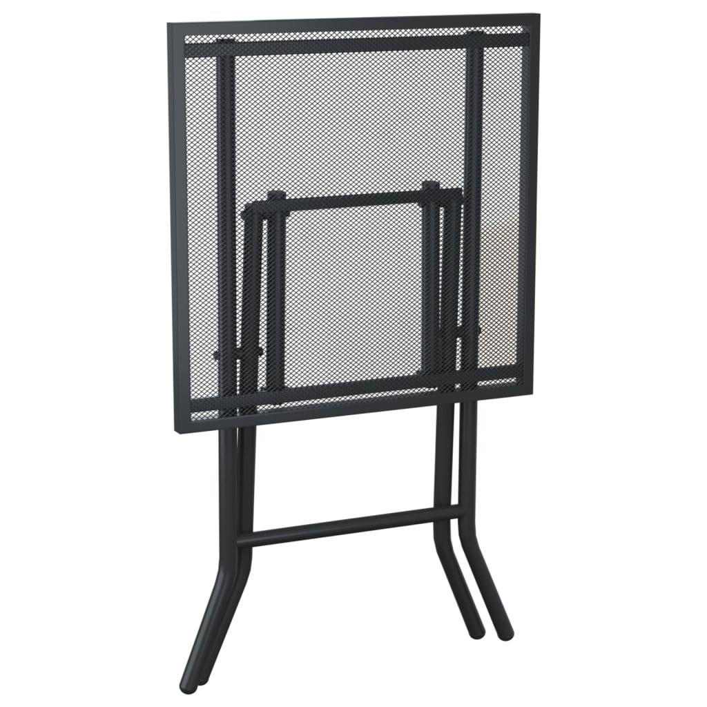 vidaXL Mesa de jardín plegable malla acero gris antracita 50x50x72 cm