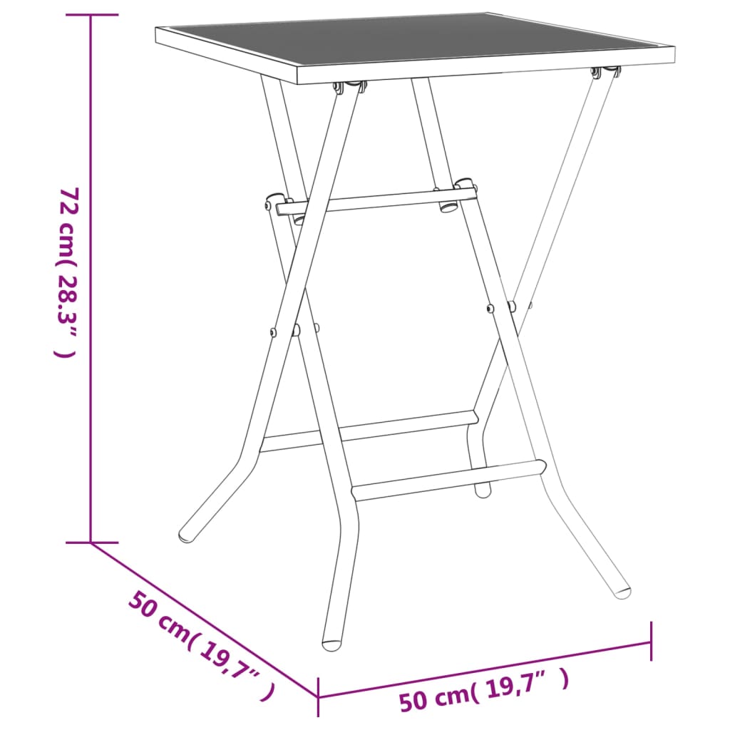 vidaXL Mesa de jardín plegable malla acero gris antracita 50x50x72 cm