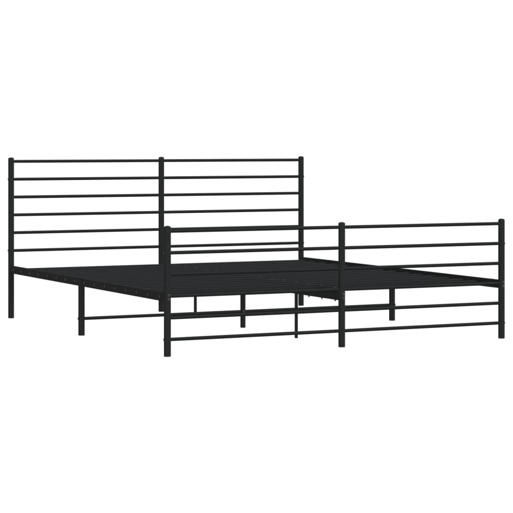 vidaXL Estructura de cama cabecero y estribo metal negro 180x200 cm