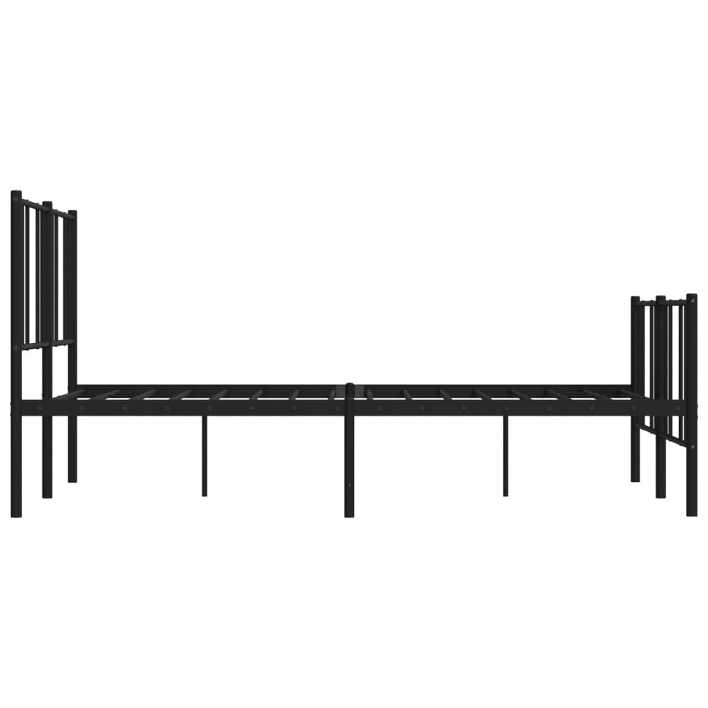 vidaXL Estructura de cama cabecero y estribo metal negro 135x190 cm