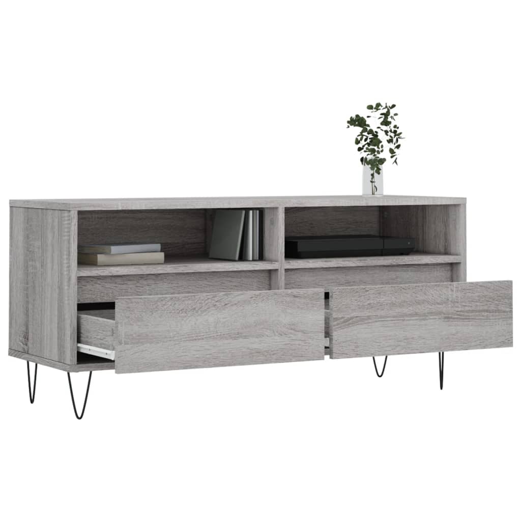 vidaXL Mueble de TV madera contrachapada gris Sonoma 100x34,5x44,5 cm