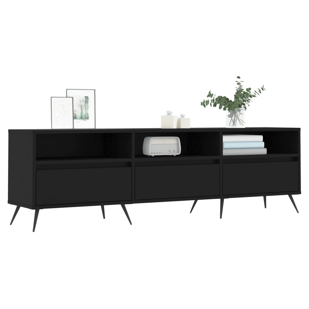 vidaXL Mueble de TV madera contrachapada negro 150x30x44,5 cm