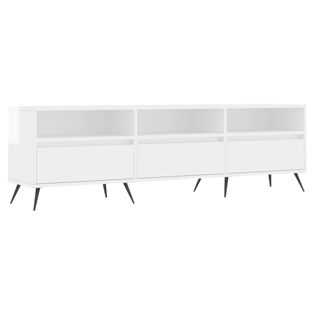 vidaXL Mueble de TV madera contrachapada blanco brillo 150x30x44,5 cm