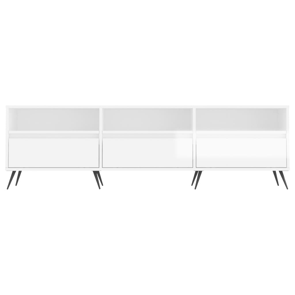 vidaXL Mueble de TV madera contrachapada blanco brillo 150x30x44,5 cm