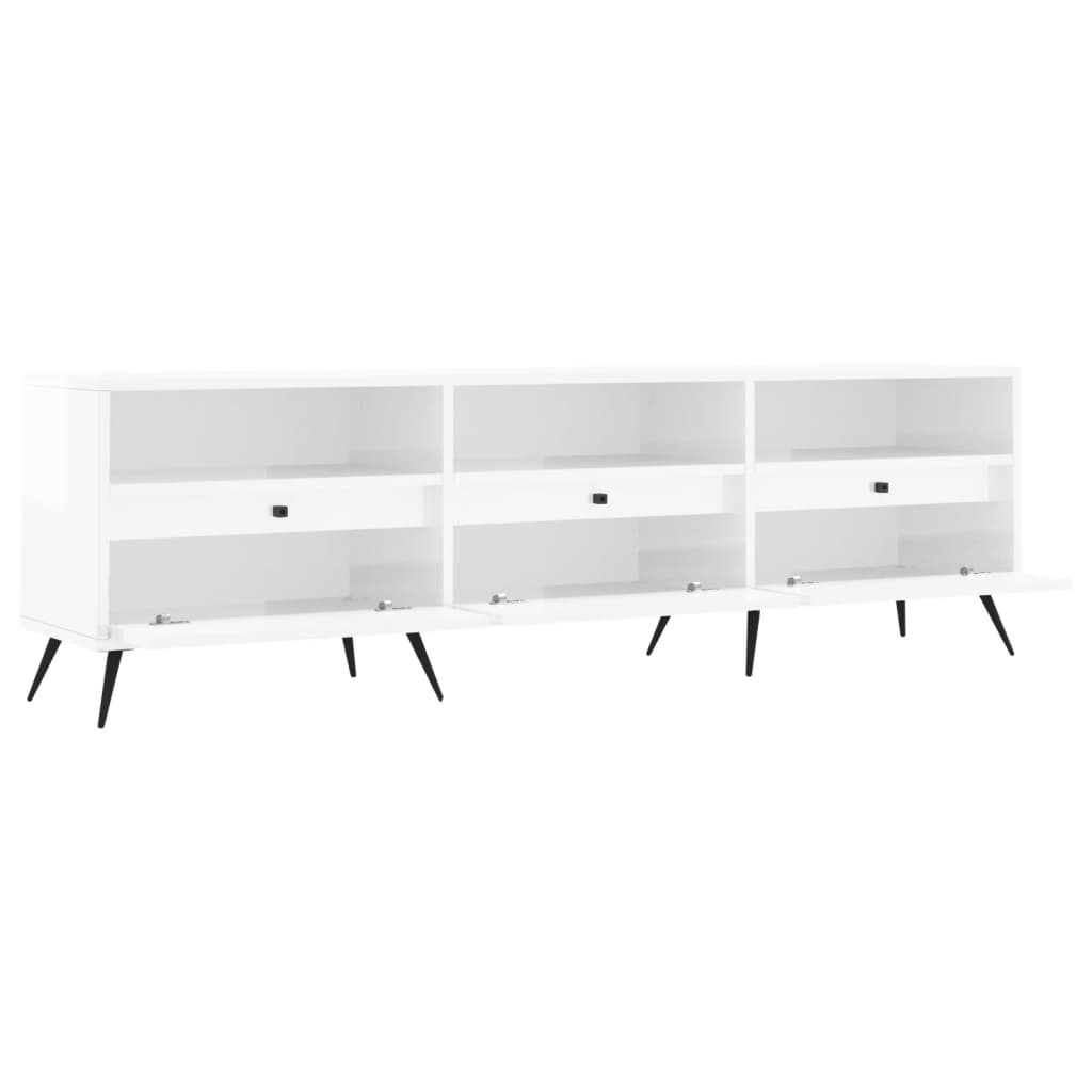 vidaXL Mueble de TV madera contrachapada blanco brillo 150x30x44,5 cm