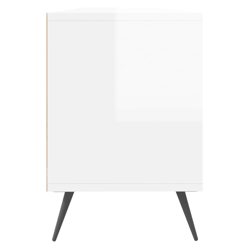 vidaXL Mueble de TV madera contrachapada blanco brillo 150x30x44,5 cm