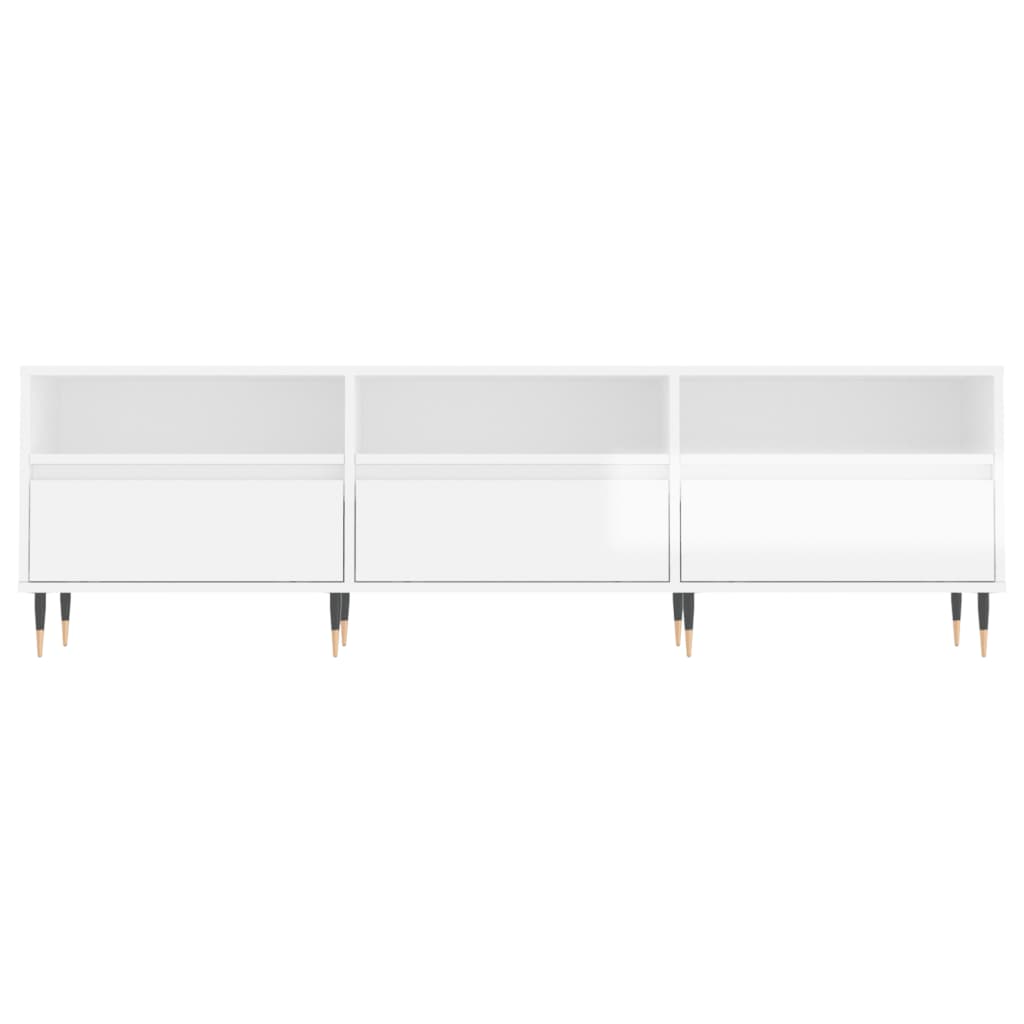 vidaXL Mueble de TV madera contrachapada blanco brillo 150x30x44,5 cm