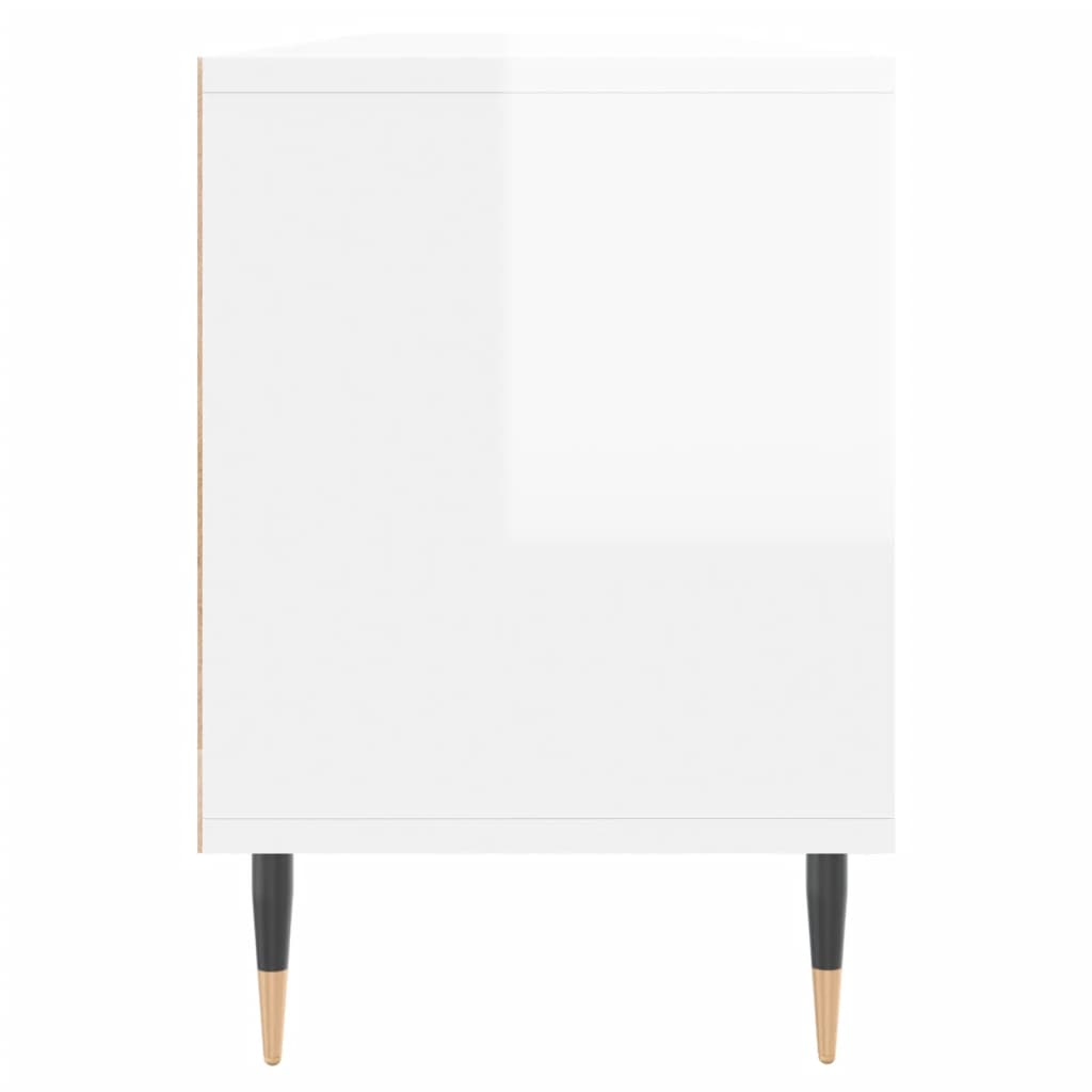 vidaXL Mueble de TV madera contrachapada blanco brillo 150x30x44,5 cm