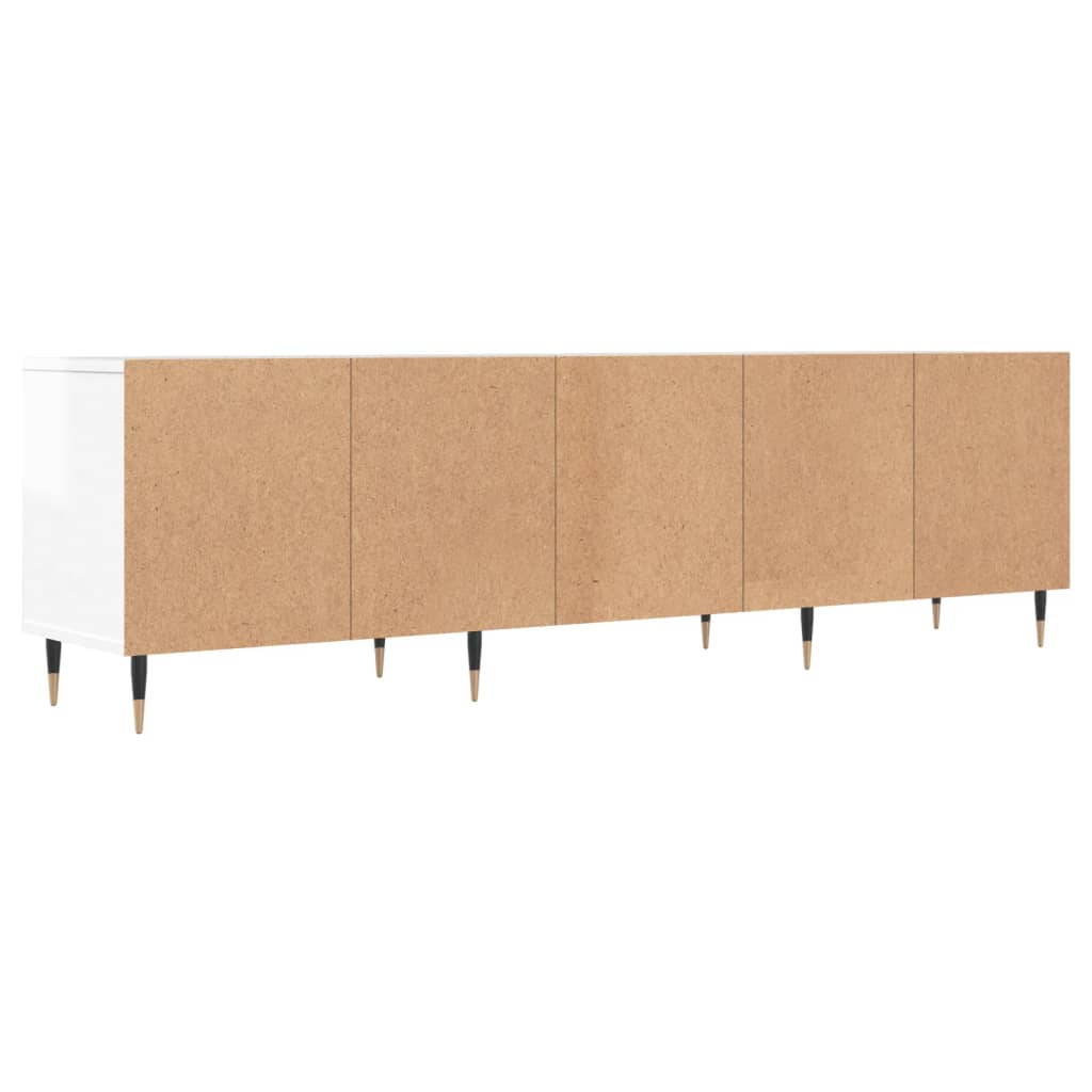 vidaXL Mueble de TV madera contrachapada blanco brillo 150x30x44,5 cm