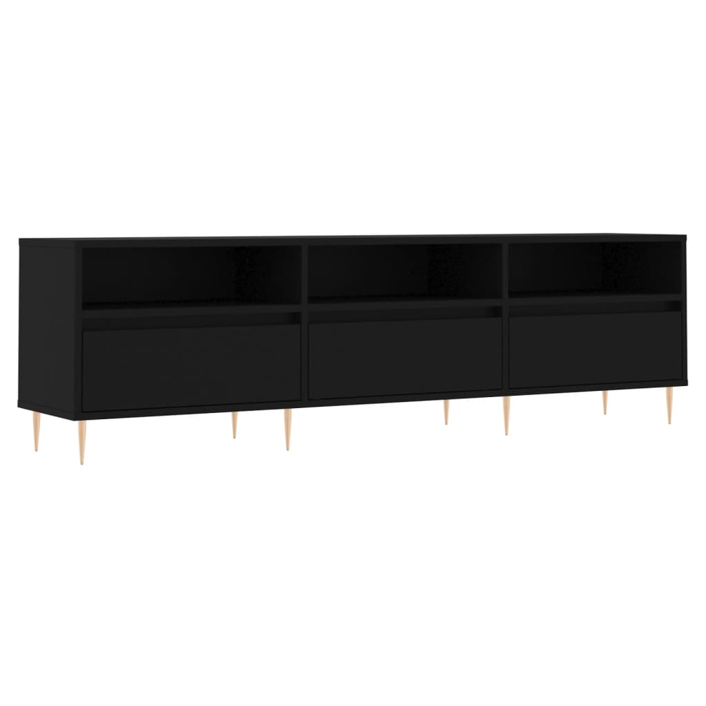 vidaXL Mueble de TV madera contrachapada negro 150x30x44,5 cm