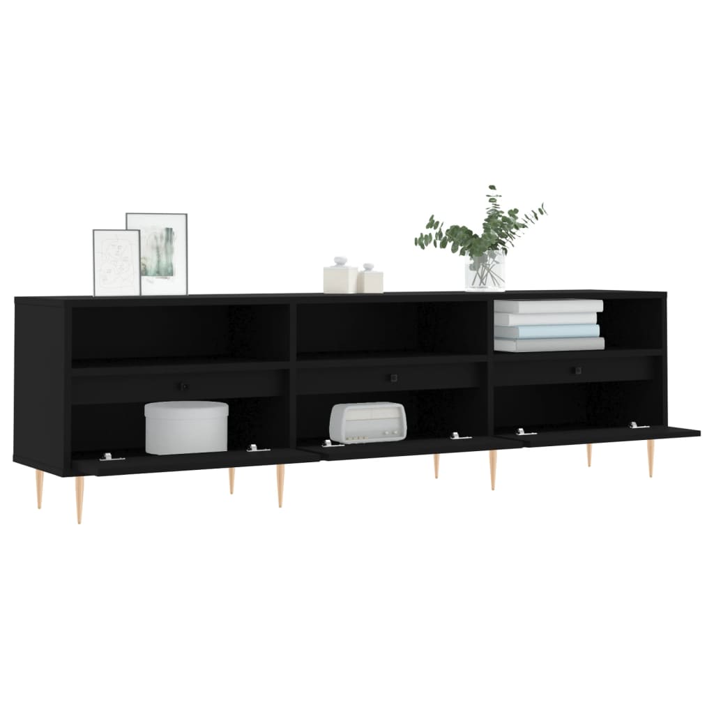 vidaXL Mueble de TV madera contrachapada negro 150x30x44,5 cm