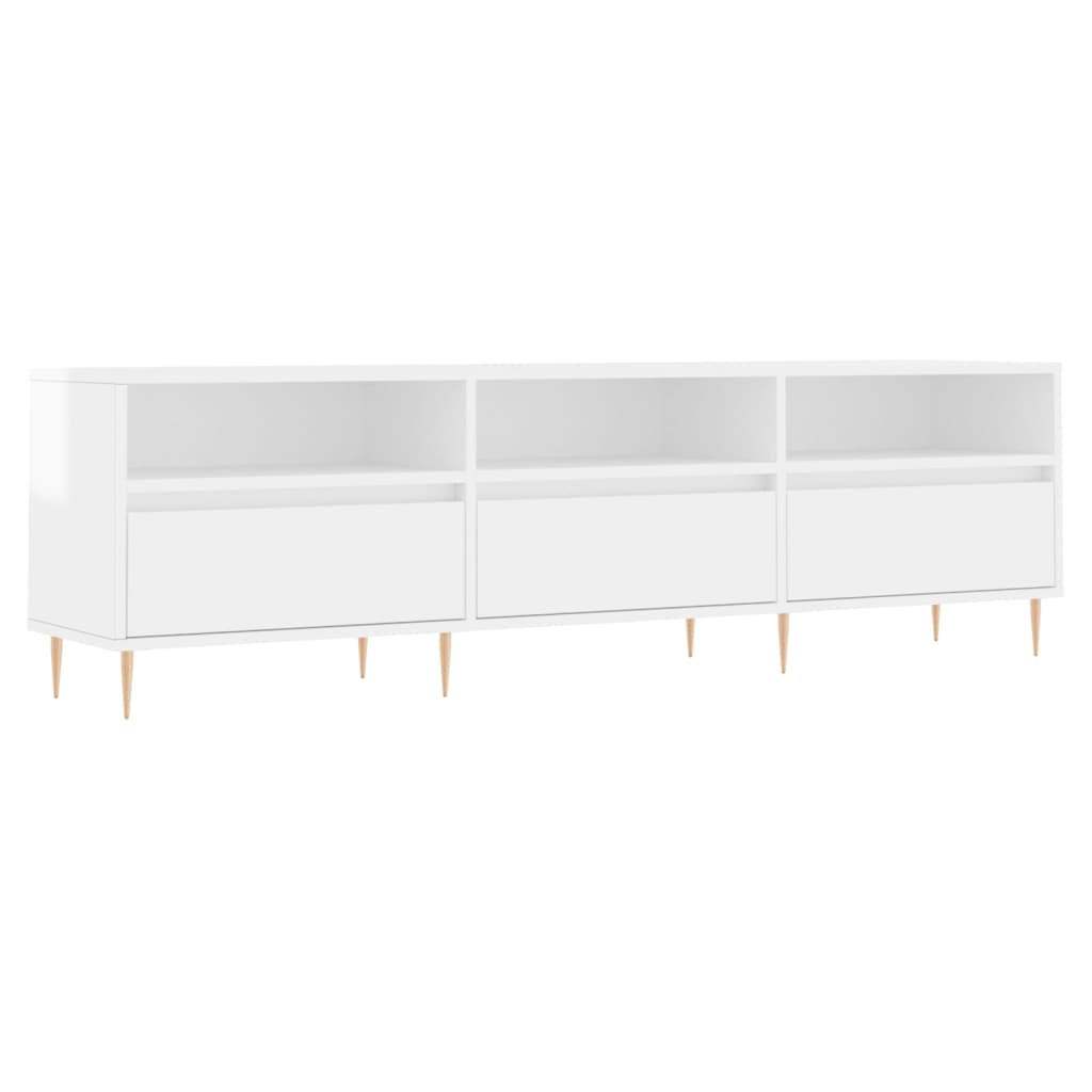 vidaXL Mueble de TV madera contrachapada blanco brillo 150x30x44,5 cm