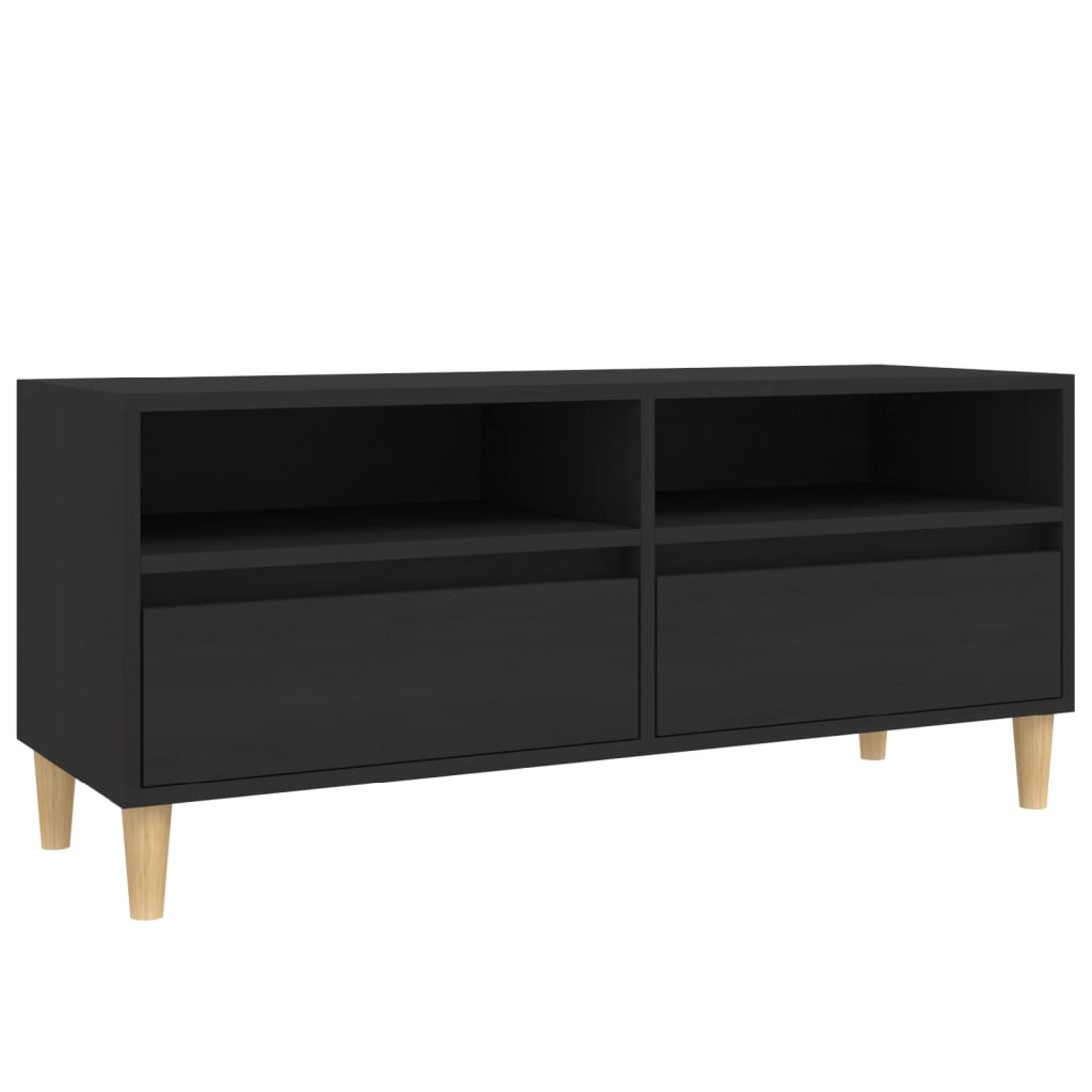 vidaXL Mueble de TV madera contrachapada negro 100x34,5x44,5 cm