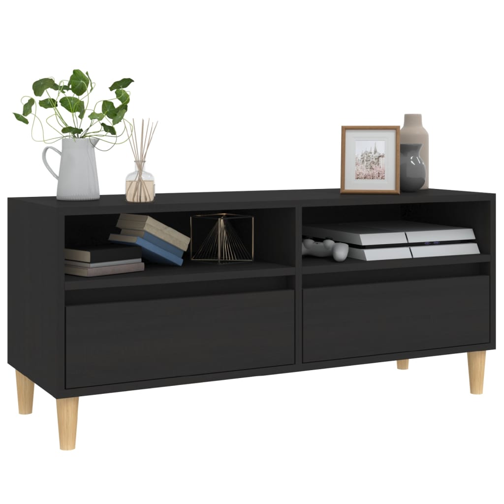 vidaXL Mueble de TV madera contrachapada negro 100x34,5x44,5 cm