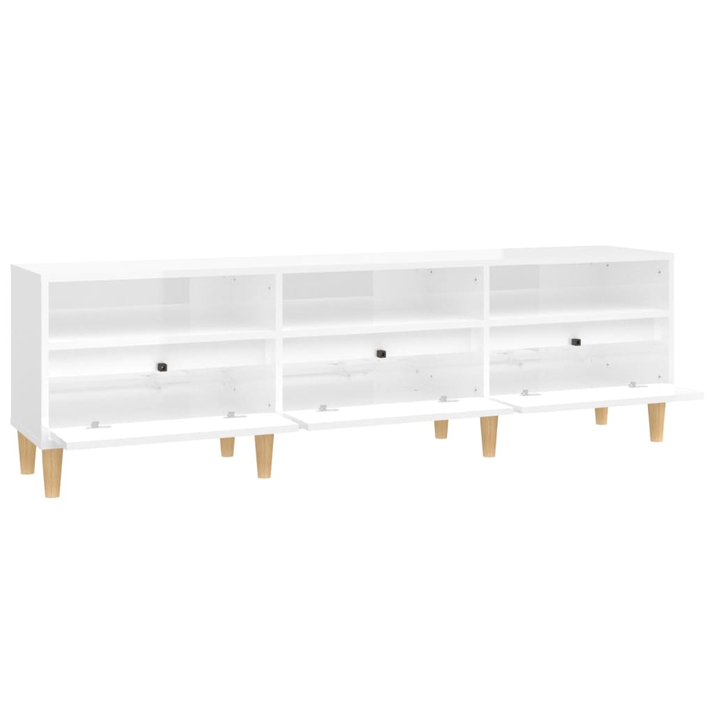 vidaXL Mueble de TV madera contrachapada blanco brillo 150x30x44,5 cm