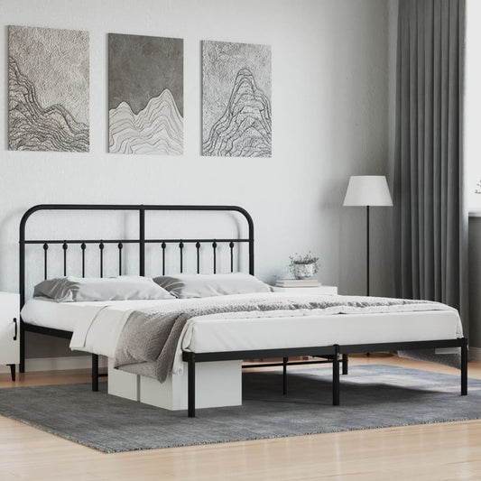 vidaXL Estructura cama sin colchón con cabecero metal negro 183x213 cm