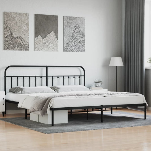 vidaXL Estructura cama sin colchón con cabecero metal negro 193x203 cm