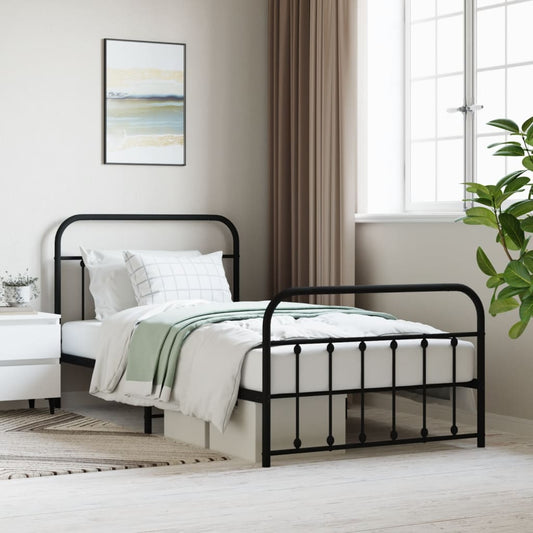 vidaXL Estructura cama sin colchón con estribo metal negro 107x203 cm