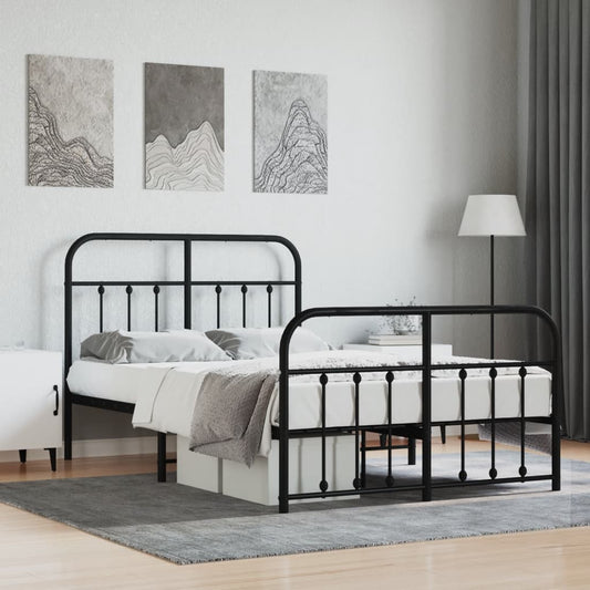 vidaXL Estructura cama sin colchón con estribo metal negro 120x190 cm