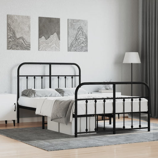 vidaXL Estructura cama sin colchón con estribo metal negro 120x200 cm