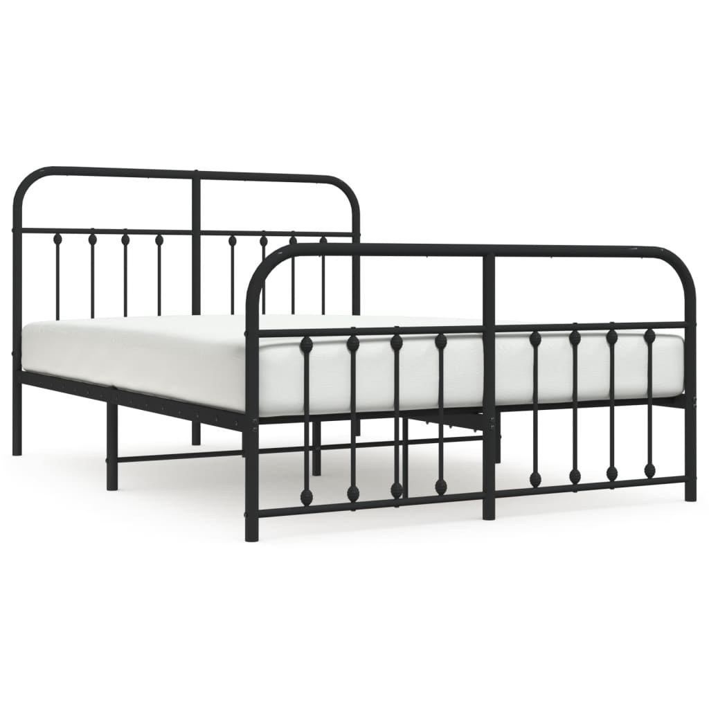 vidaXL Estructura de cama cabecero y estribo metal negro 140x200 cm