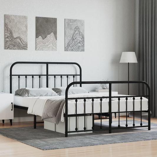 vidaXL Estructura cama sin colchón con estribo metal negro 140x200 cm