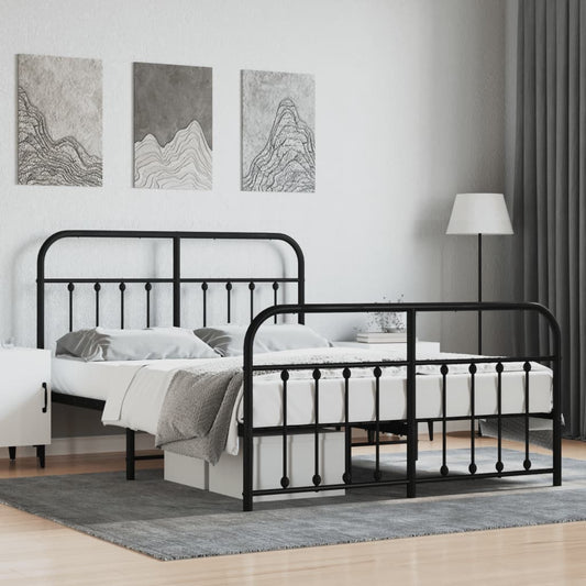 vidaXL Estructura cama sin colchón con estribo metal negro 150x200 cm