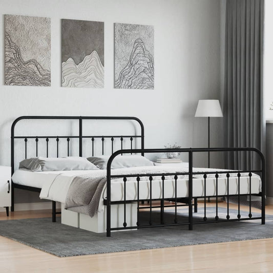 vidaXL Estructura cama sin colchón con estribo metal negro 183x213 cm