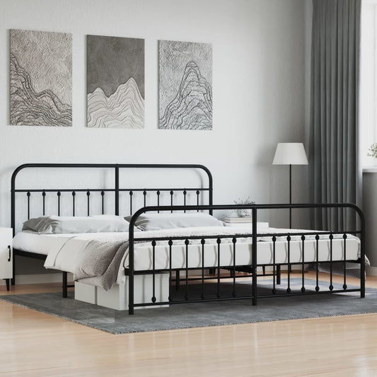 vidaXL Estructura cama sin colchón con estribo metal negro 193x203 cm