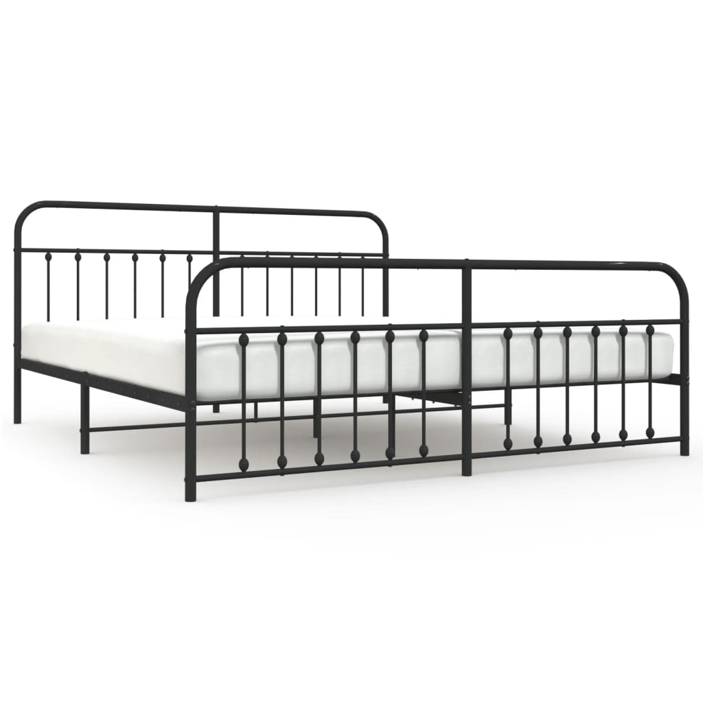 vidaXL Estructura de cama cabecero y estribo metal negro 200x200 cm