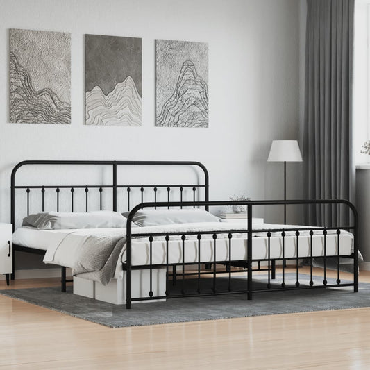 vidaXL Estructura cama sin colchón con estribo metal negro 200x200 cm