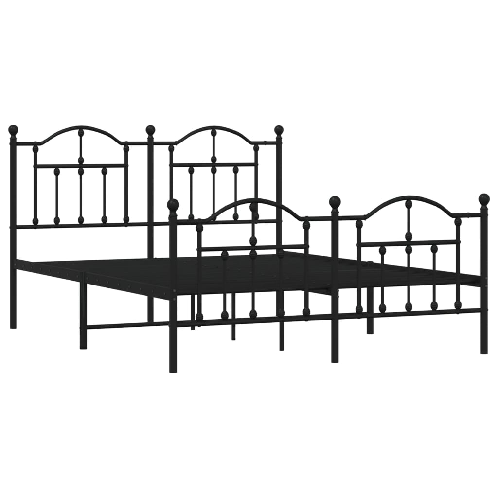 vidaXL Estructura de cama cabecero y estribo metal negro 150x200 cm